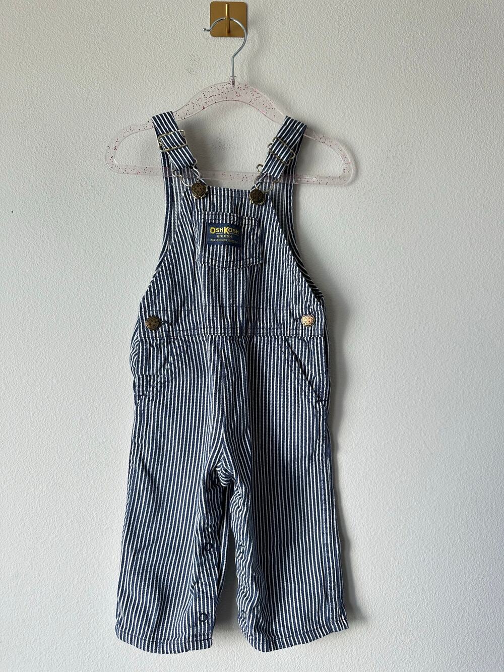 Vintage OshKosh B’Gosh Vestbak Hickory Stripe Overalls 18M Made USA Railroad